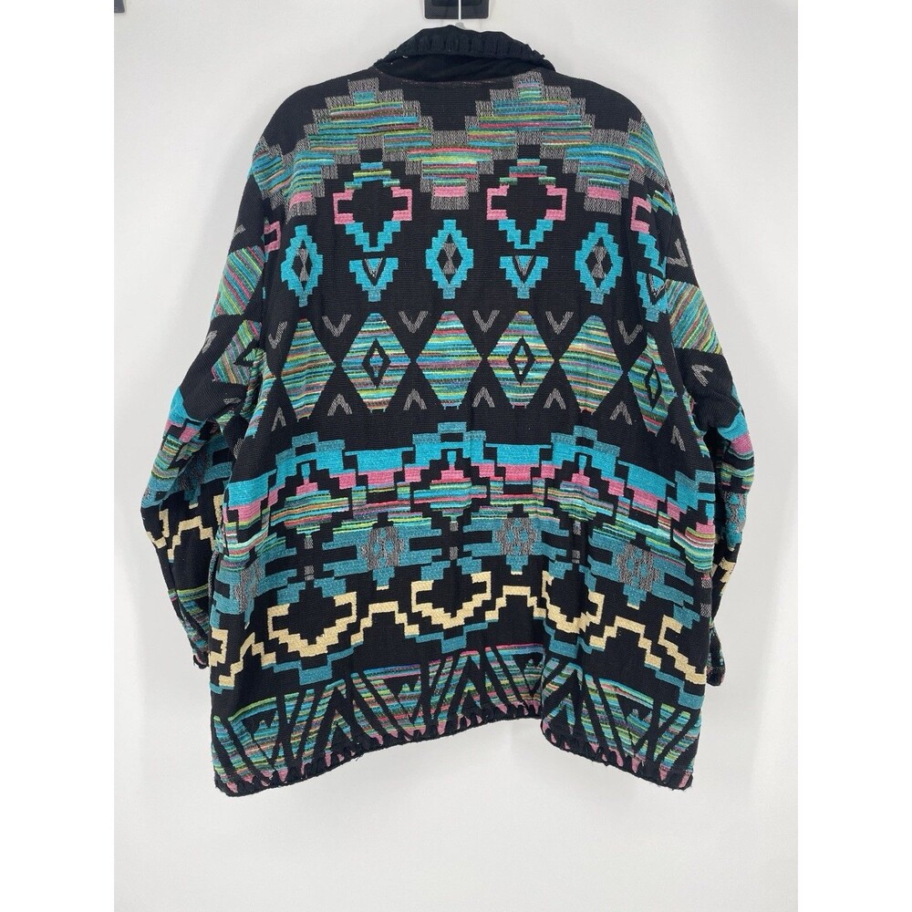 VTG Aztec Southwestern Tribal Boho Native Blanket Tapestry Chore Jacket Coat 3X - Picture 5 of 7